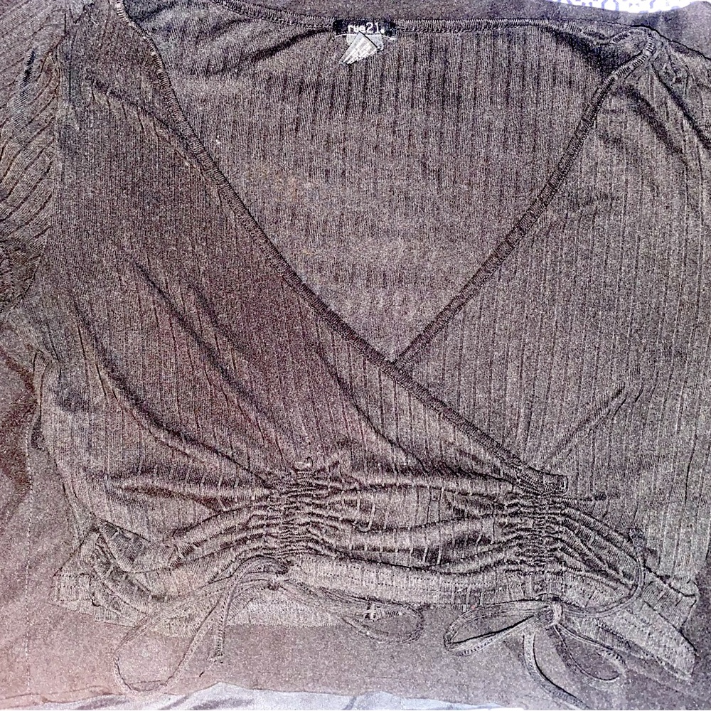 Black cross over shirt from rue 21 ties up at bottom